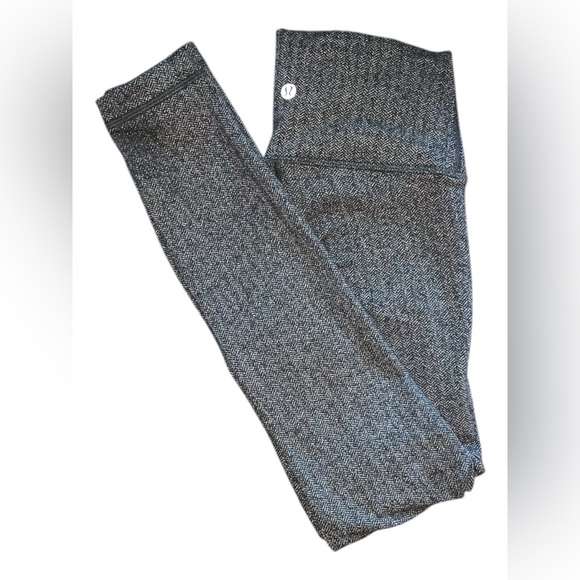 Lululemon Wunder Under Herringbone Leggings Gray Black Size 4 - Picture 1 of 3